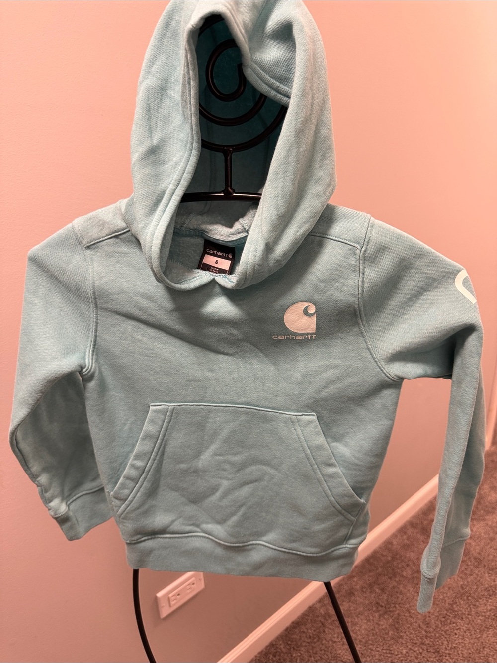 Carhartt Girls' Aqua Blue Hooded Sweatshirt - Pullover Hoodie